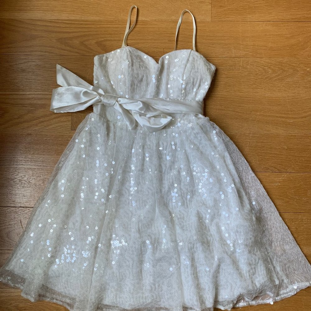 White Sequin Formal Dress Size 3